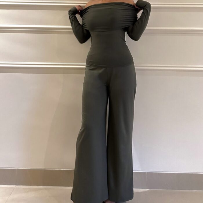 Off-Shoulder Co-ord Set (Olive)