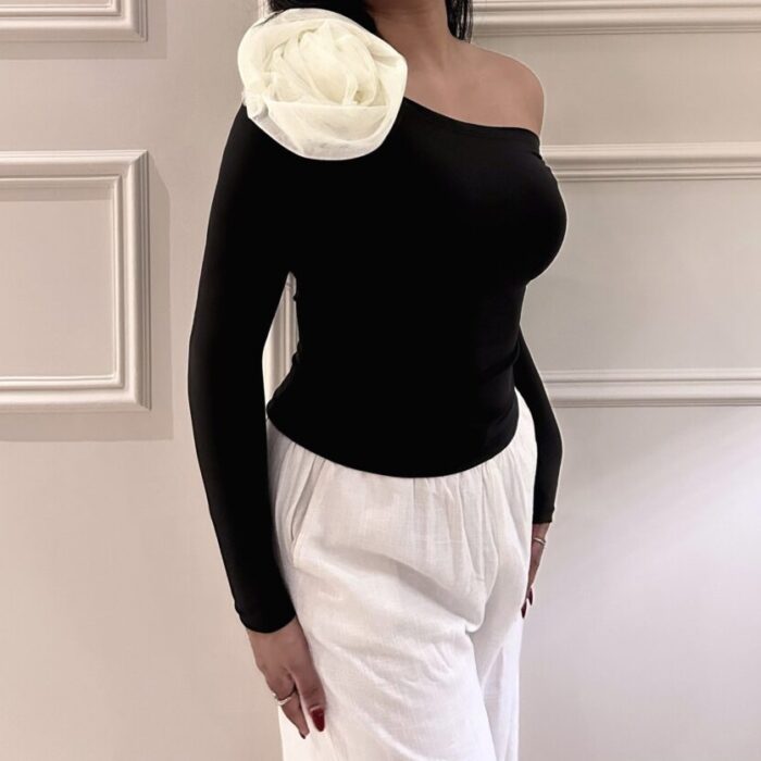 Rose One-Shoulder Top