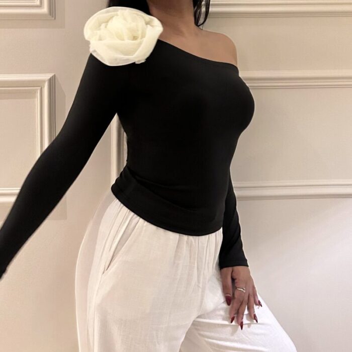 Rose One-Shoulder Top