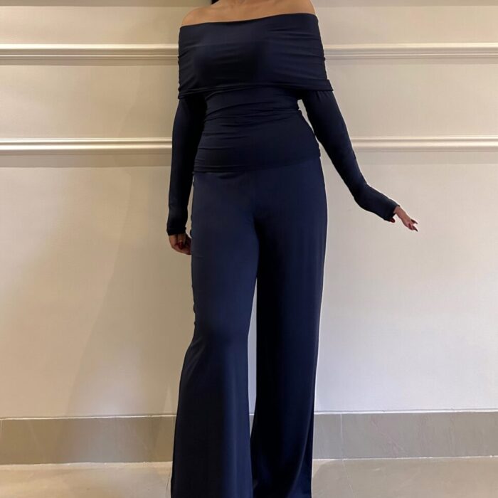 Off-Shoulder Co-ord Set (Navy)