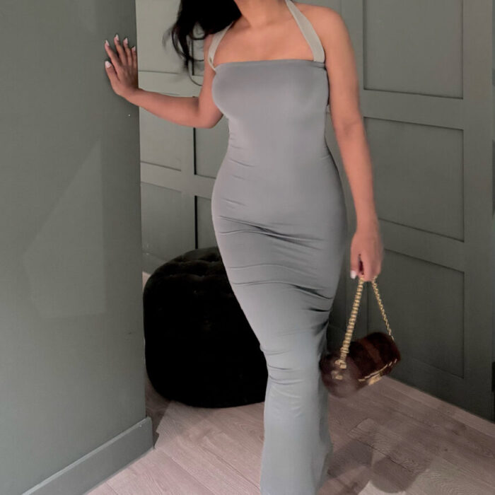 Teal Halter Neck Dress