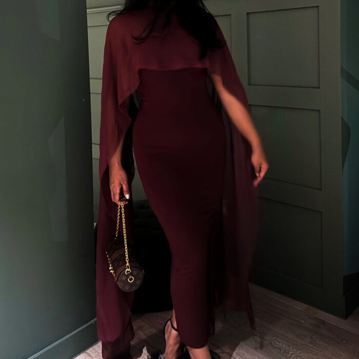 Maroon Veil Dress